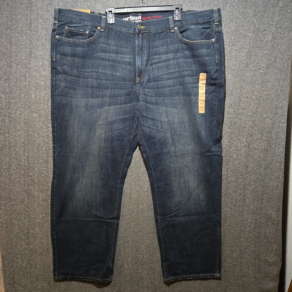 Urban Pipeline Relaxed Straight Jeans Mens Big & Tall 52x32 Dark Blue Cotton NWT